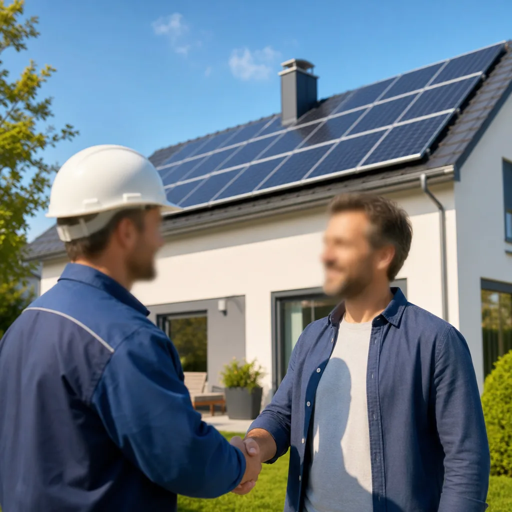 Pannelli fotovoltaici sul tetto di una casa italiana con sole e cielo sereno